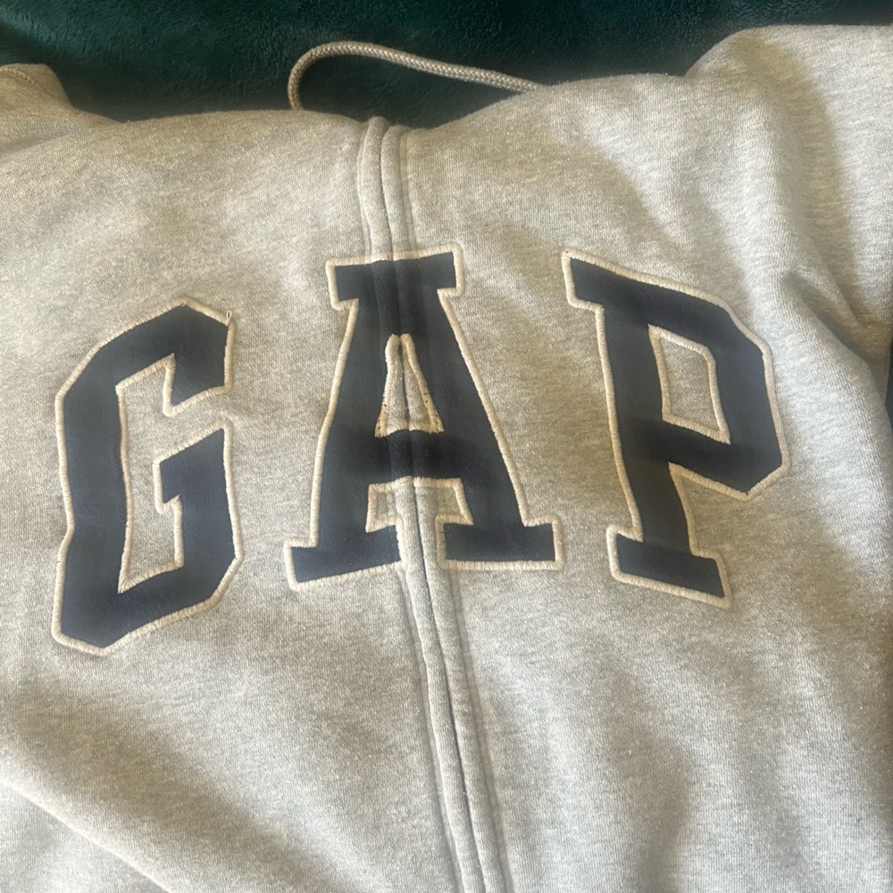 Gap logo grey zip up hoodie Sz Xxl